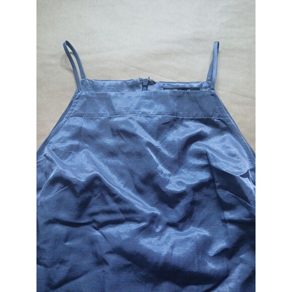 Madewell Mini Dress Womens 8 Blue Metallic Linen Blend Futuristic Aesthetic - Picture 6 of 8